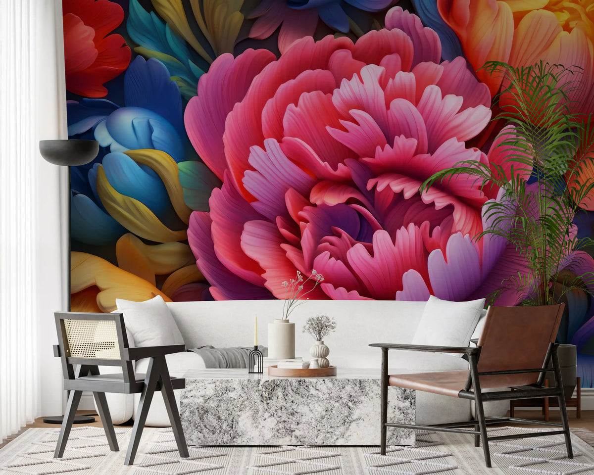 Vibrant Peony Garden Petals Wall Mural