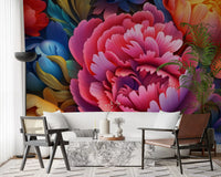 Vibrant Peony Garden Petals Wall Mural