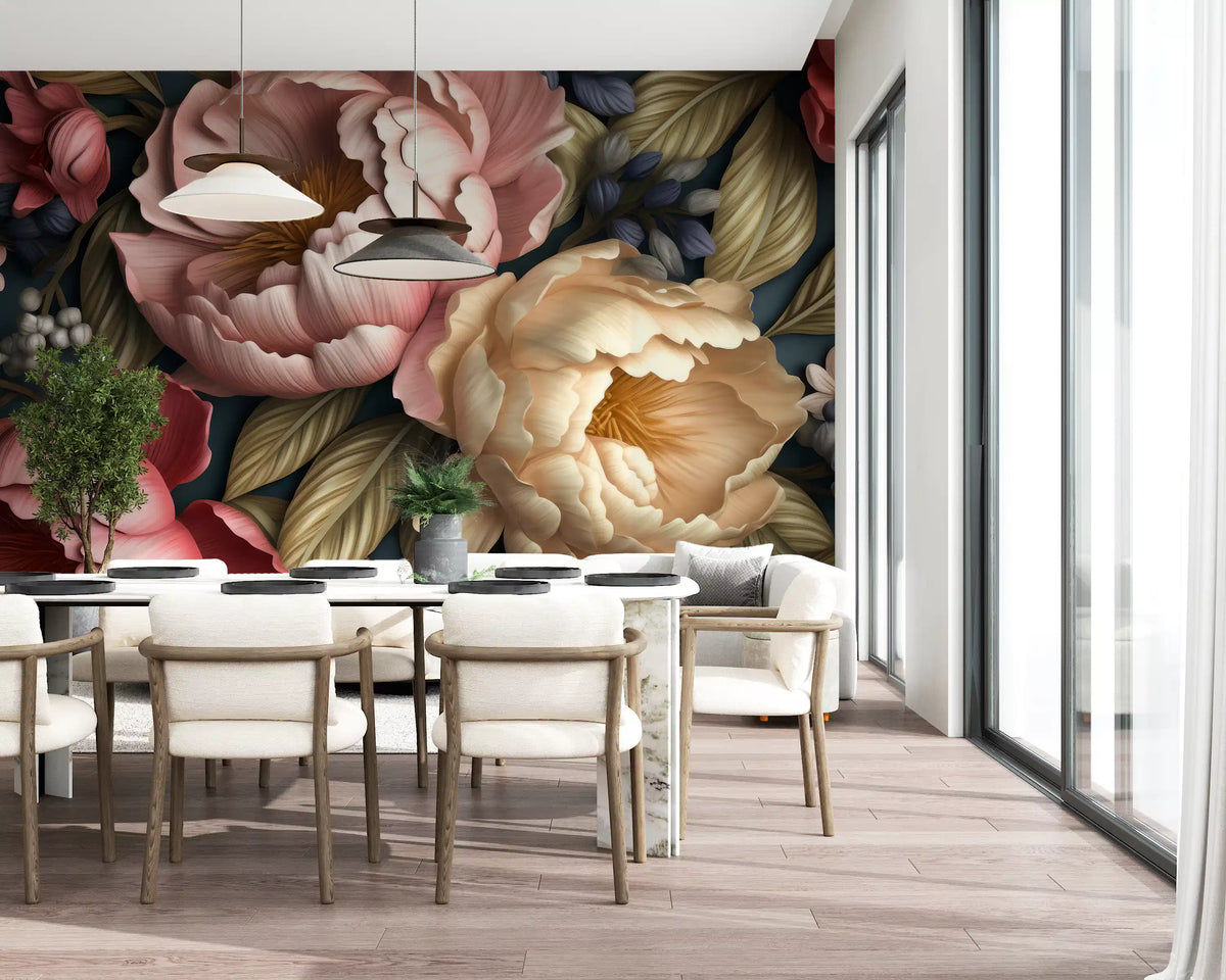 Blush and Cream Peony Botanical Garden Wall Mural