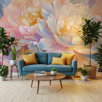 Ethereal Pastel Peony Bloom Wall Mural