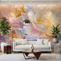 Ethereal Pastel Peony Bloom Wall Mural
