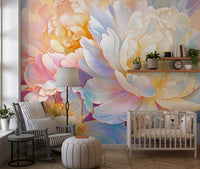 Ethereal Pastel Peony Bloom Wall Mural