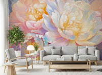 Ethereal Pastel Peony Bloom Wall Mural