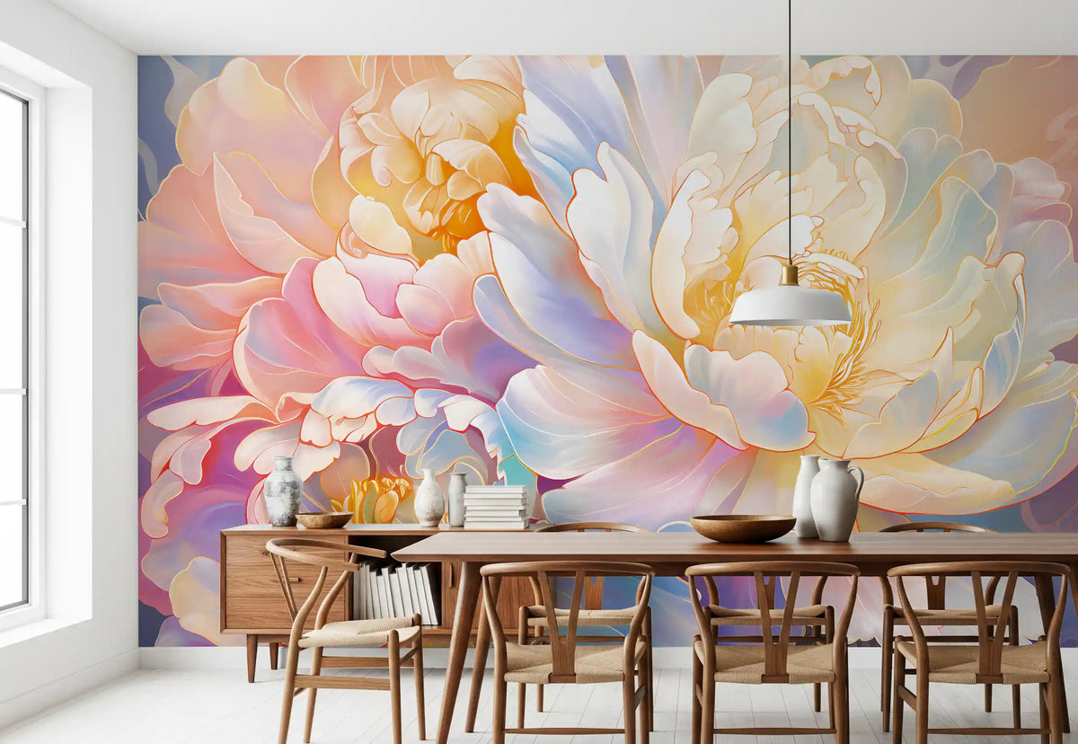 Ethereal Pastel Peony Bloom Wall Mural