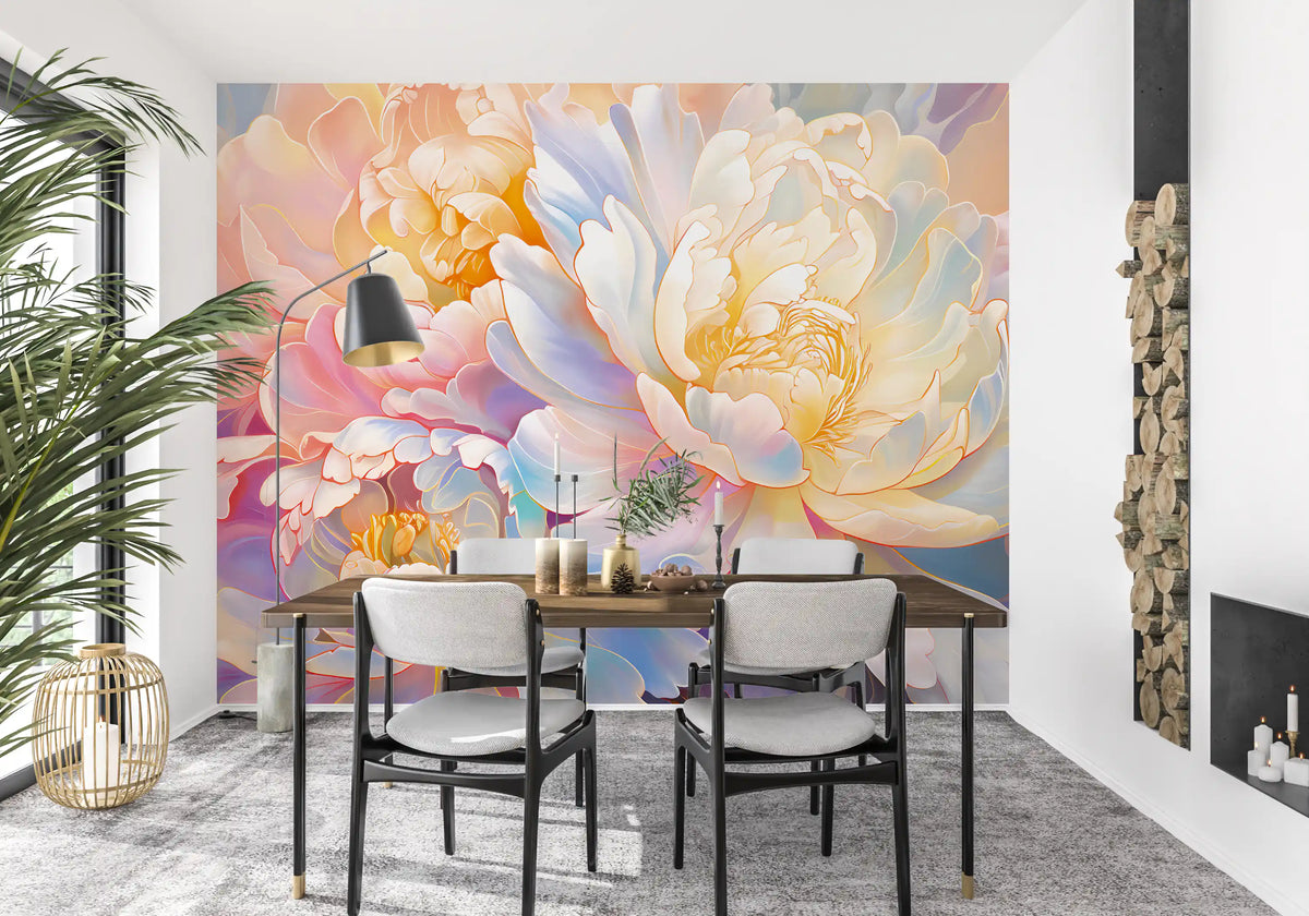 Ethereal Pastel Peony Bloom Wall Mural