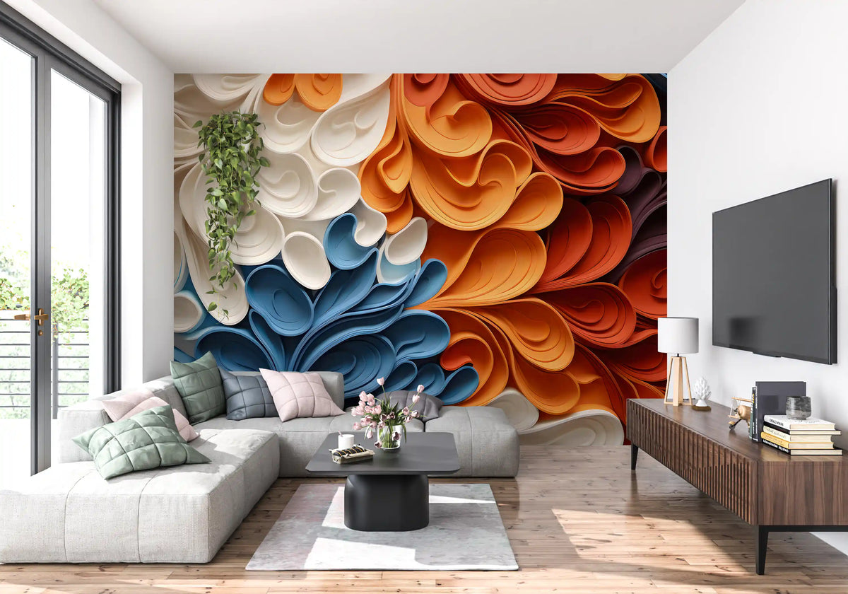 Vibrant Swirling Art Waves Wall Mural
