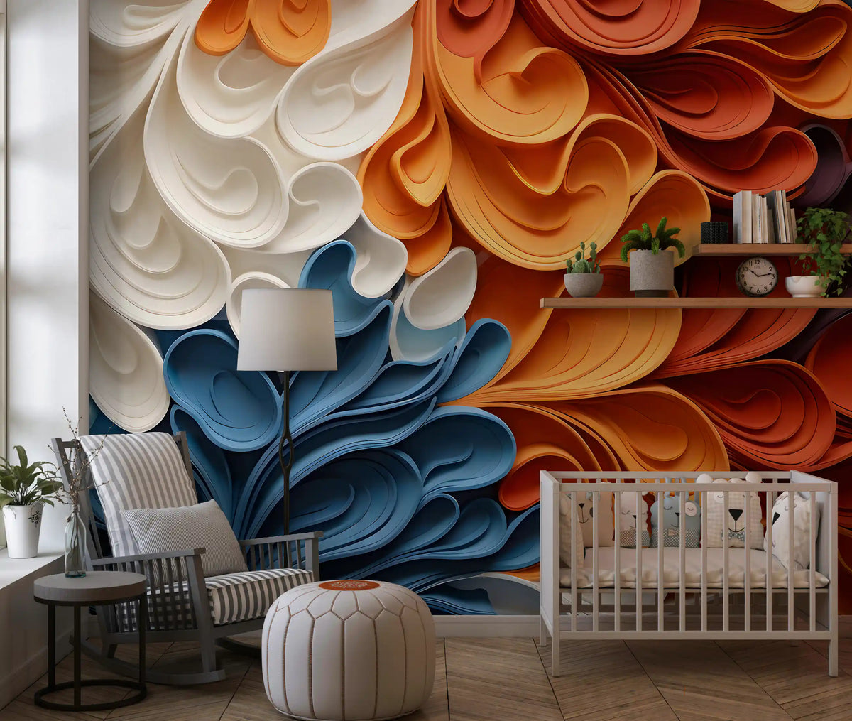 Vibrant Swirling Art Waves Wall Mural