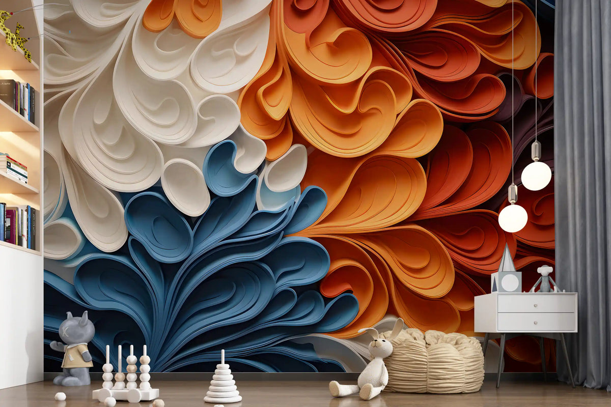 Vibrant Swirling Art Waves Wall Mural