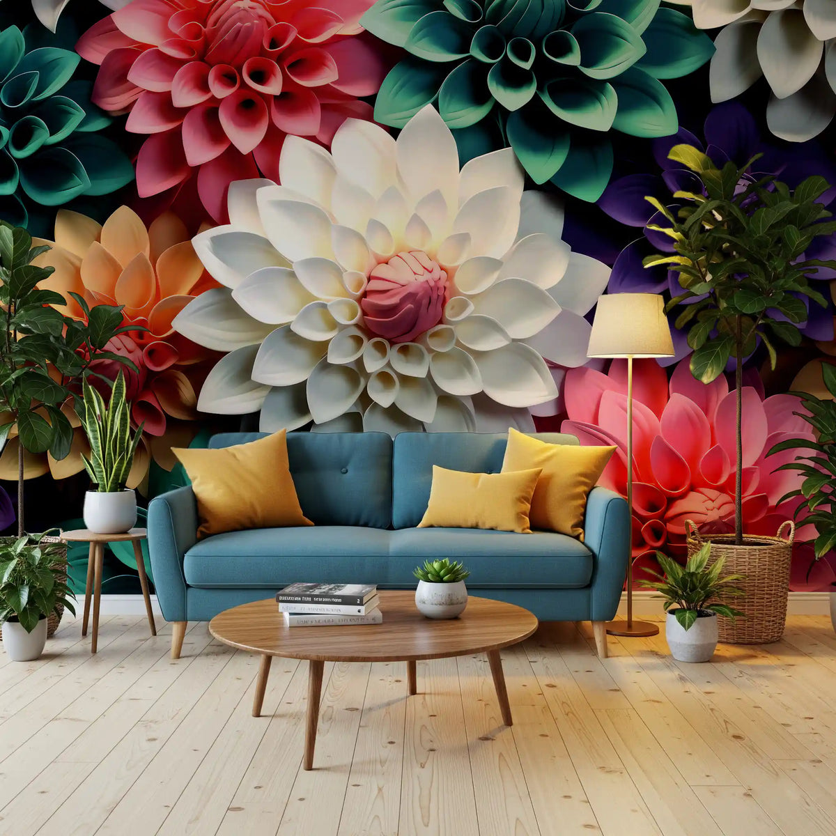 Layered Petal Botanical Abstract Composition Wall Mural