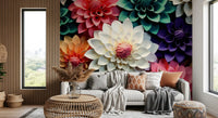 Layered Petal Botanical Abstract Composition Wall Mural