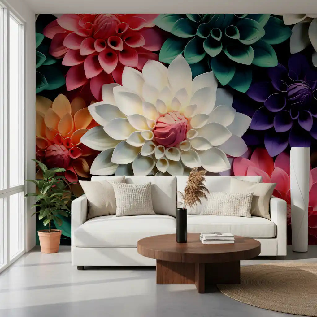 Layered Petal Botanical Abstract Composition Wall Mural