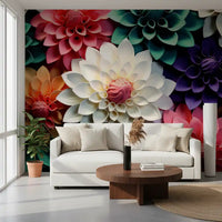 Layered Petal Botanical Abstract Composition Wall Mural