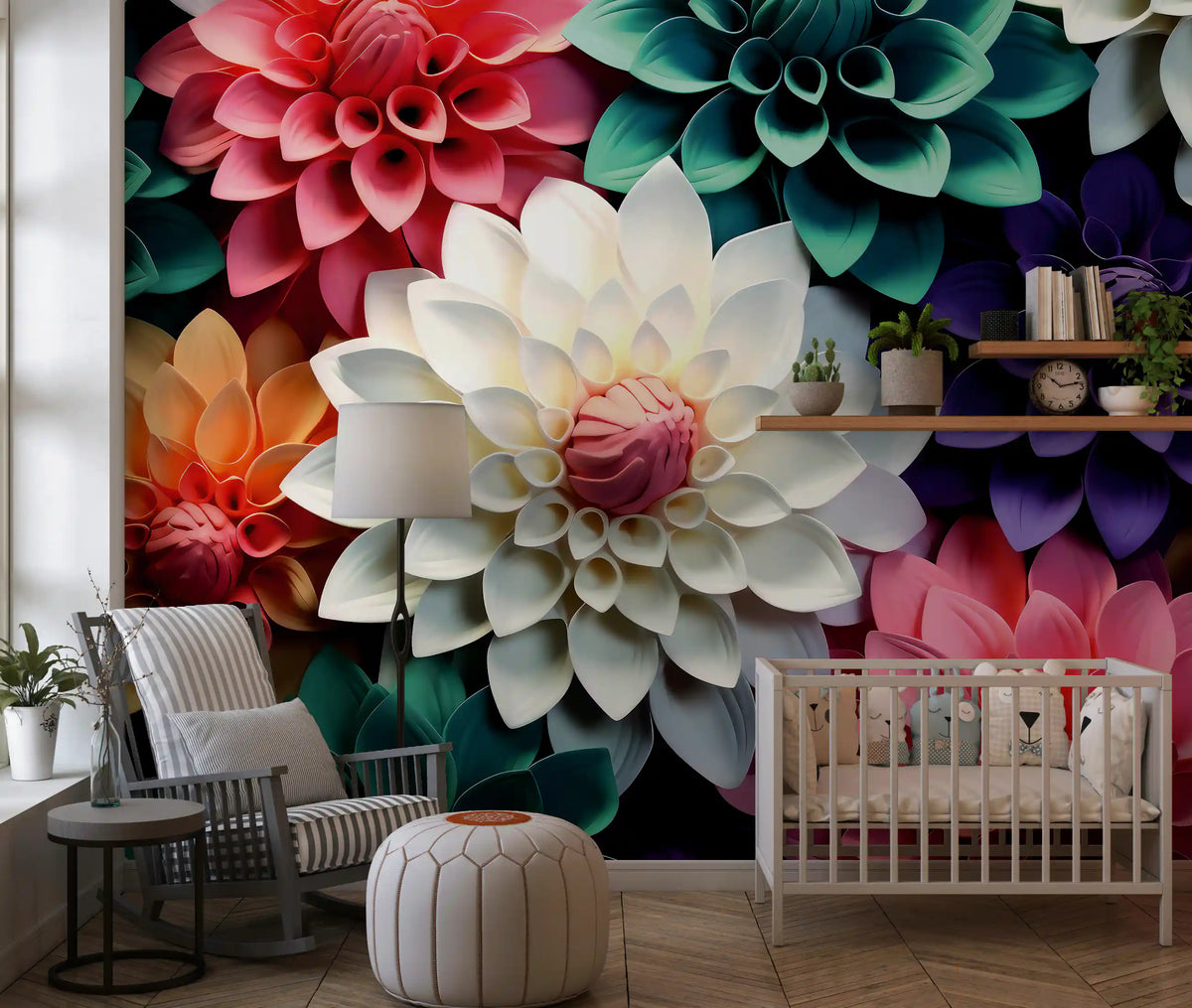 Layered Petal Botanical Abstract Composition Wall Mural