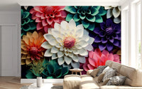 Layered Petal Botanical Abstract Composition Wall Mural