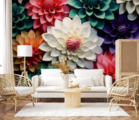 Layered Petal Botanical Abstract Composition Wall Mural