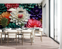 Layered Petal Botanical Abstract Composition Wall Mural