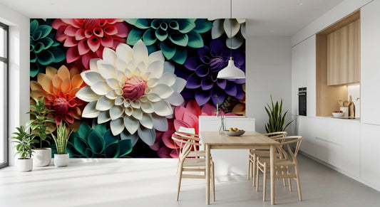 Layered Petal Botanical Abstract Composition Wall Mural