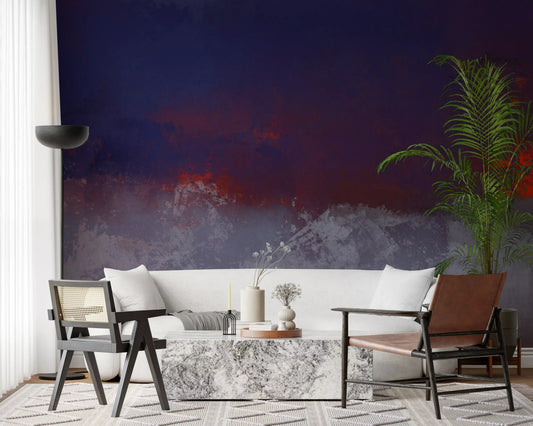 Textured Indigo and Ember Mural Wall Mural