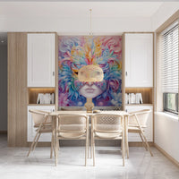 Pastel Floral Masquerade Motif Wall Mural