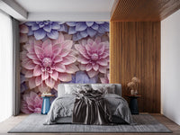 Abstract Petal Layers in Blush and Violet Wall Mural