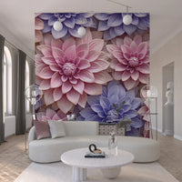 Abstract Petal Layers in Blush and Violet Wall Mural