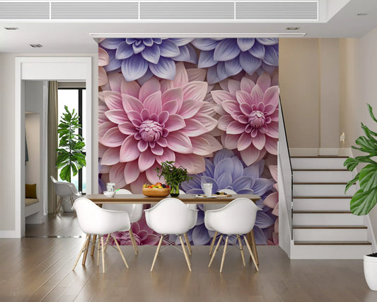 Abstract Petal Layers in Blush and Violet Wall Mural