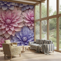 Abstract Petal Layers in Blush and Violet Wall Mural
