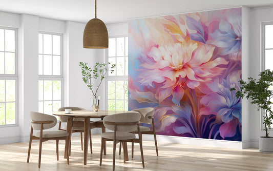 Ethereal Pastel Floral Bloom Wall Mural