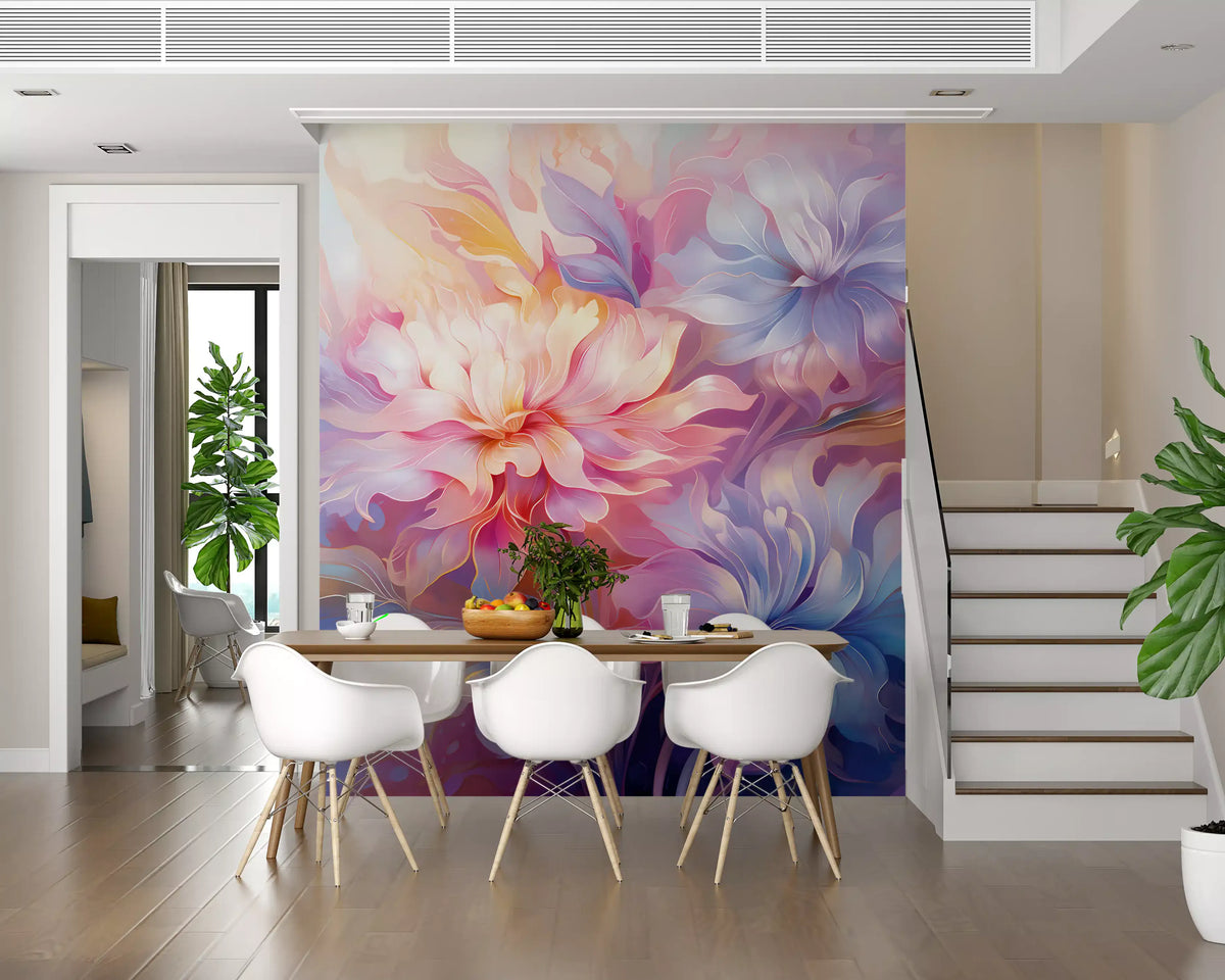 Ethereal Pastel Floral Bloom Wall Mural