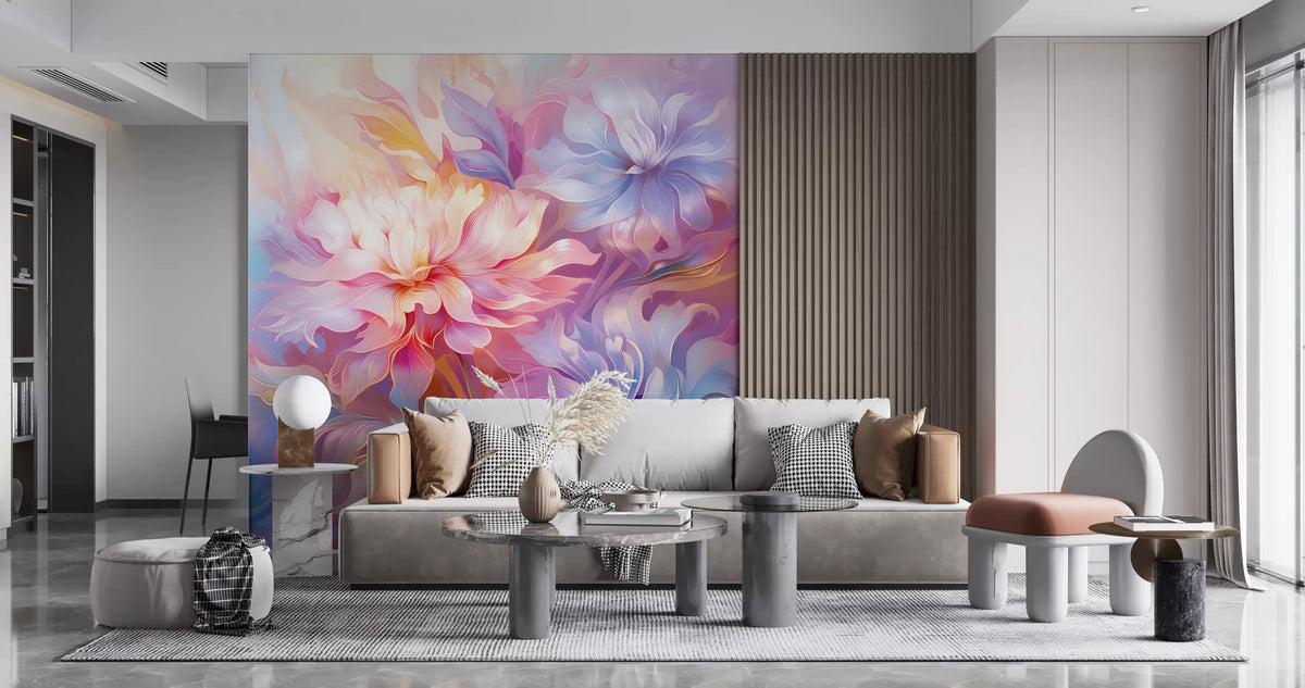 Ethereal Pastel Floral Bloom Wall Mural