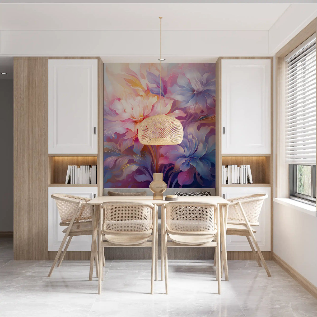 Ethereal Pastel Floral Bloom Wall Mural