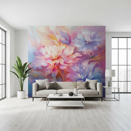 Ethereal Pastel Floral Bloom Wall Mural