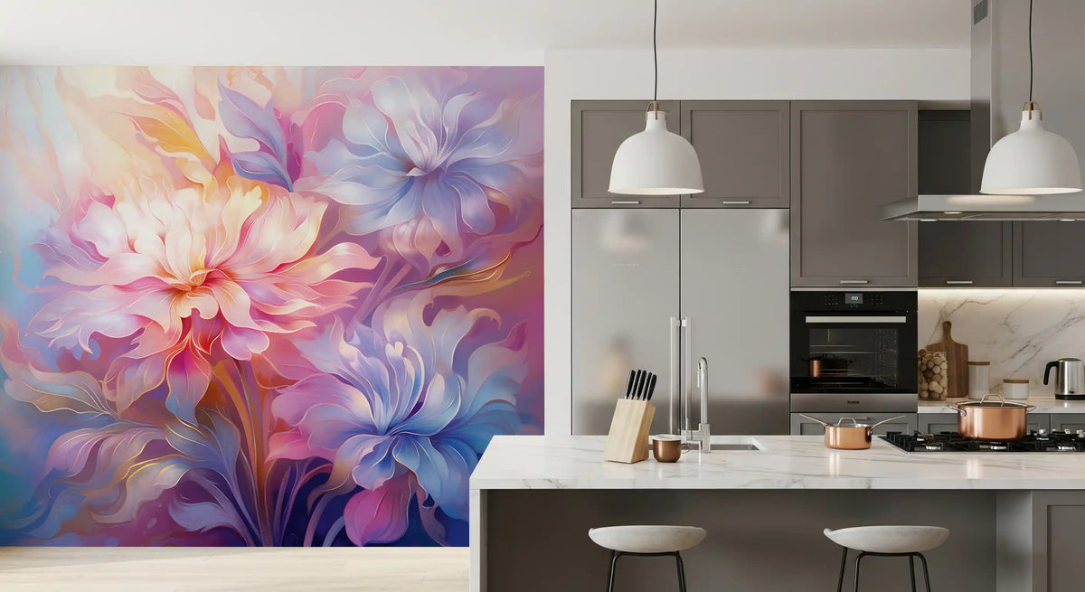 Ethereal Pastel Floral Bloom Wall Mural