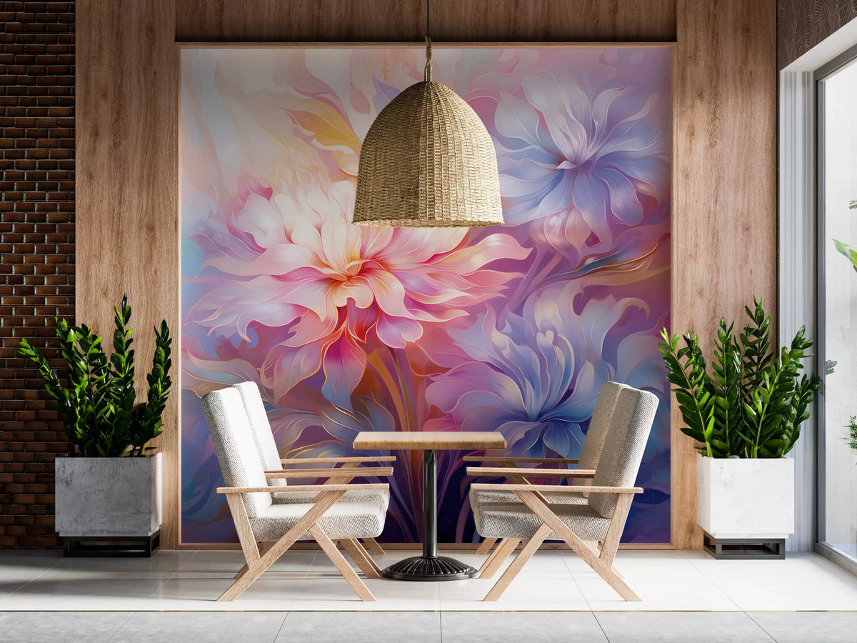 Ethereal Pastel Floral Bloom Wall Mural