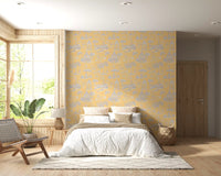 Modern Toile de Jouy Swan Victorian Garden Scenery - Modern Pastel Contrast Wallpaper⁠