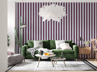 Ivy League Faux Linen Vertical Stripes - Burgundy Lilac And Cream Wallpaper⁠