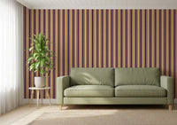 Ivy League Faux Linen Vertical Stripes - Butter Burgundy And Cream Wallpaper⁠