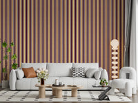 Ivy League Faux Linen Vertical Stripes - Butter Burgundy And Cream Wallpaper⁠