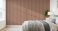 Ivy League Faux Linen Vertical Stripes - Butter Burgundy And Cream Wallpaper⁠