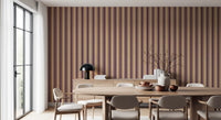 Ivy League Faux Linen Vertical Stripes - Butter Burgundy And Cream Wallpaper⁠