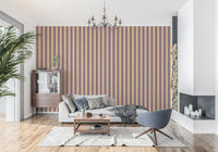 Ivy League Faux Linen Vertical Stripes - Butter Burgundy And Cream Wallpaper⁠