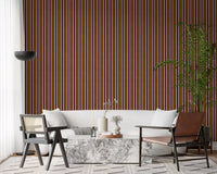 Ivy League Faux Linen Vertical Stripes - Burgundy Mustard And Cream Wallpaper⁠