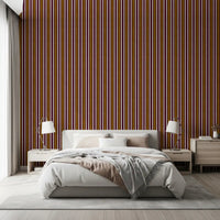 Ivy League Faux Linen Vertical Stripes - Burgundy Mustard And Cream Wallpaper⁠
