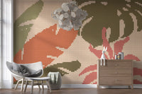 Retro Botanical Mosaic Motif Wall Mural