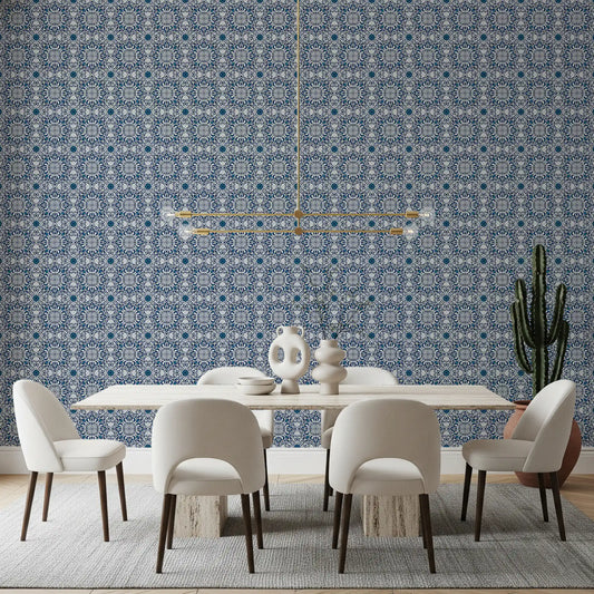 Midnight Moroccan Tile Pattern Wallpaper⁠