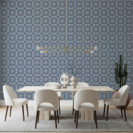 Midnight Moroccan Tile Pattern Wallpaper⁠