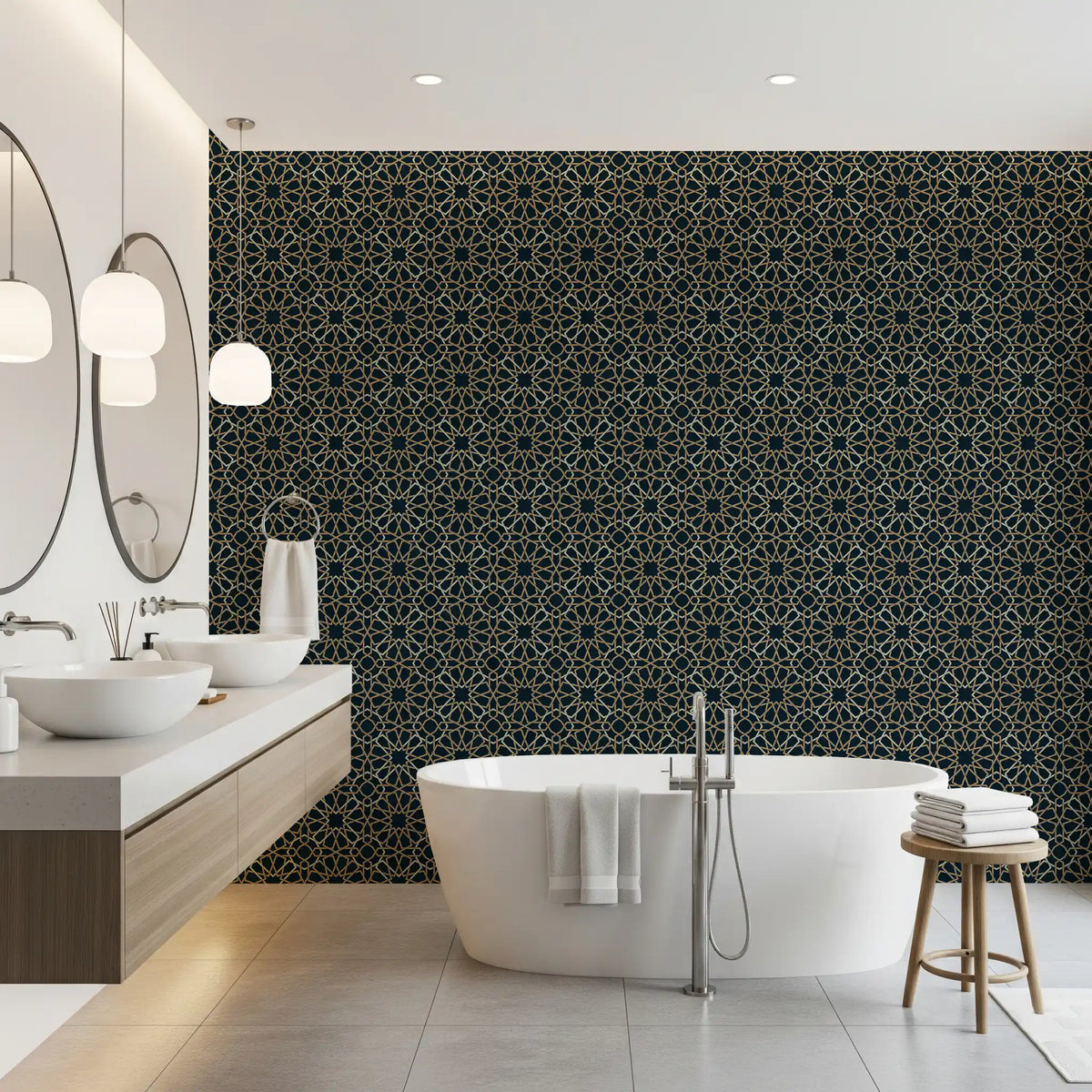 Gilded Star Moroccan Motif Wallpaper⁠