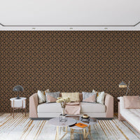 Geometric Lattice Bronze and Charcoal Wallpaper⁠