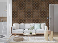 Geometric Lattice Bronze and Charcoal Wallpaper⁠
