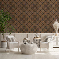 Geometric Lattice Bronze and Charcoal Wallpaper⁠